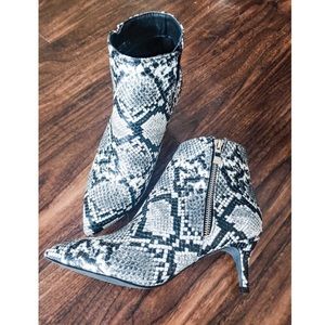 Snake kitten heel booties